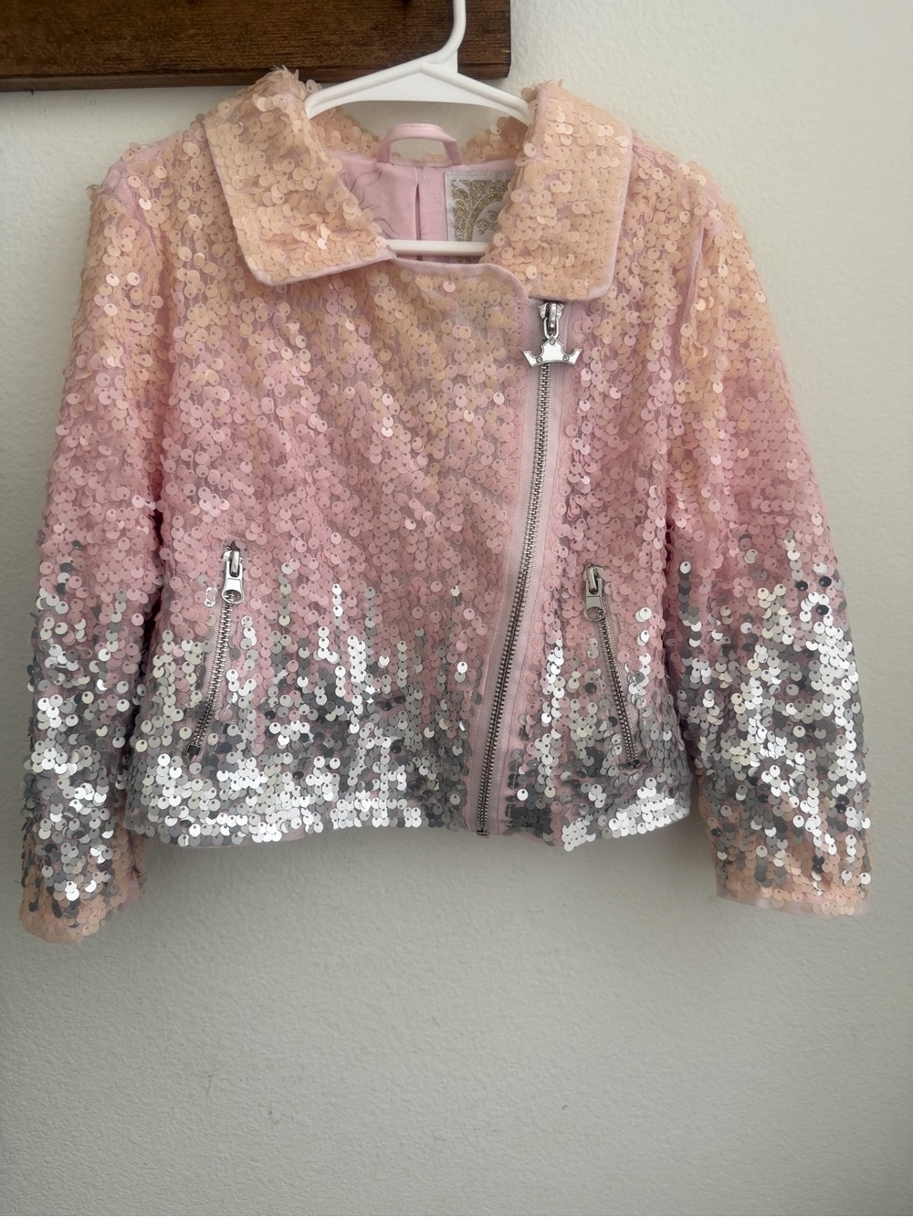 Disney | Pink Sequin Ombre Moto Jacket Girls